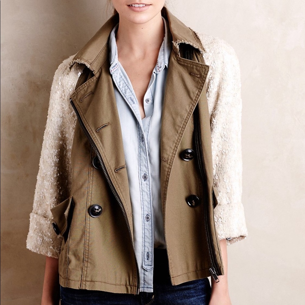 NWOT Anthropologie Shimmer Sleeve Anorak XSP $198